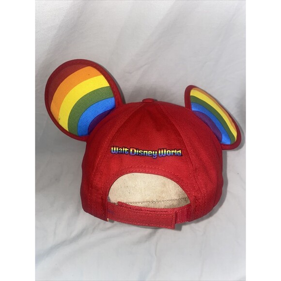 Disney World Rainbow Mickey Ears pride Baseball Red Cap Hat love Adult - Picture 2 of 9